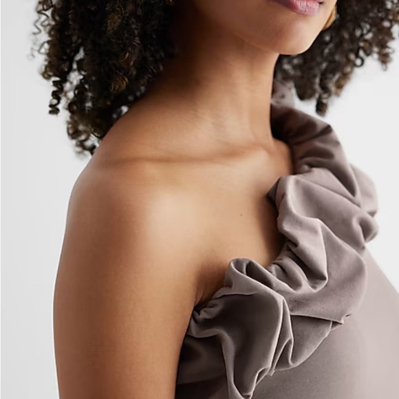 Express Ladies Dusty Mauve Puff One Shoulder Tank NWT Size XL - Picture 3 of 6